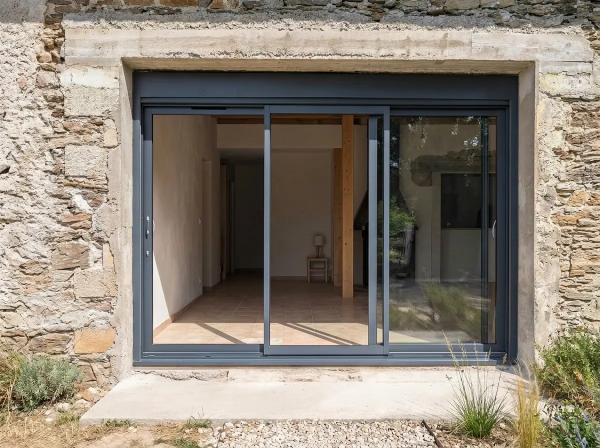 Baie vitrée avec chassis en aluminium